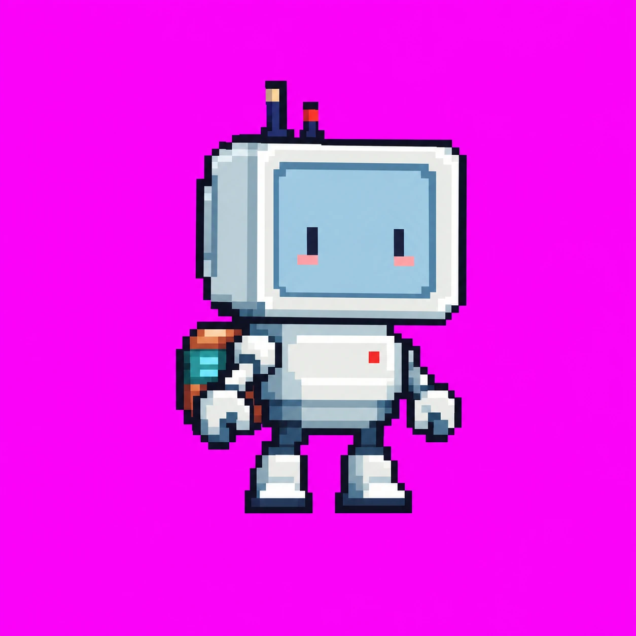 Concepto 3D pixelado del robot, generado con GPT 5.6 Sol, usado como referencia para el rediseño